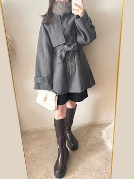 「アイテム（トレンチコート）」を使った、TOMOさん（レディース・154cm）の冬コーディネート