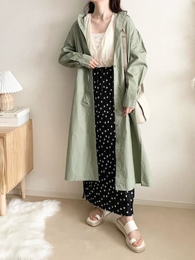 「CIAOPANIC TYPY（チャオパニックティピー）のアイテム（ノーカラーコート）」を使った、TOMOさん（レディース・154cm）の春コーディネート