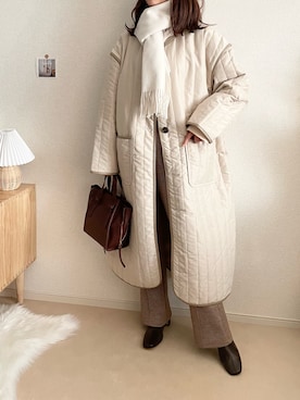 「classicalelf（クラシカルエルフ）のアイテム（ステンカラーコート）」を使った、TOMOさん（レディース・154cm）の冬コーディネート