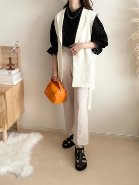 「アイテム（ベスト）」を使った、TOMOさん（レディース・154cm）の夏コーディネート