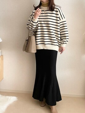 「GRL（グレイル）のニットマーメイドスカート（スカート）」を使った、TOMOさん（レディース・154cm）の冬コーディネート