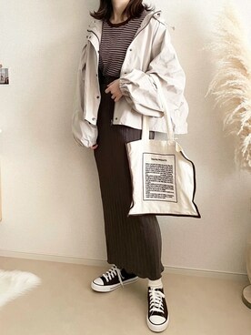 「ブラウンコーデ」｜「アイテム（マウンテンパーカー）」を使った、TOMOさん（レディース・154cm）の秋コーディネート
