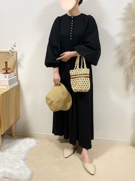 「ビーズバッグ」｜「アイテム（ワンピース/ドレス）」を使った、TOMOさん（レディース・154cm）の夏コーディネート