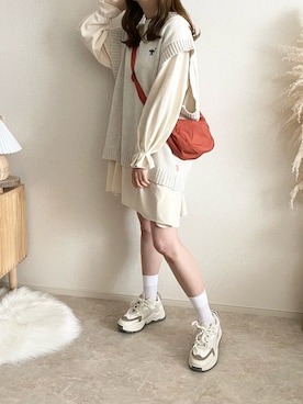 「reca（レカ）のアイテム（スウェット）」を使った、TOMOさん（レディース・154cm）の冬コーディネート