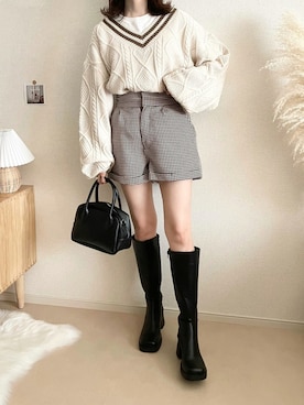 「GRL（グレイル）のアイテム（その他パンツ）」を使った、TOMOさん（レディース・154cm）の秋コーディネート