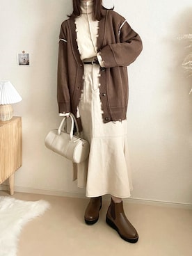 「mikke（ミッケ）のアイテム」を使った、TOMOさん（レディース・154cm）の秋コーディネート