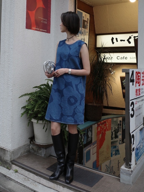 【希少】マリメッコ　ウニッコデニムワンピース　Maridenim Somasti Maridenim Somasti Unikko ワンピース｜手洗い可｜Marimekko