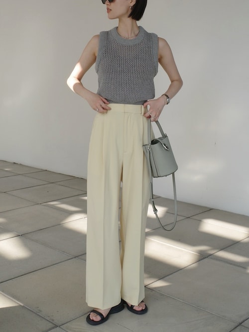Tシャツ(半袖+袖なし) CLANE 3D RIB MESH KNIT TOPS CLANE（クラネ） タンクトップ ノースリーブ CLANE 3D RIB MESH KNIT