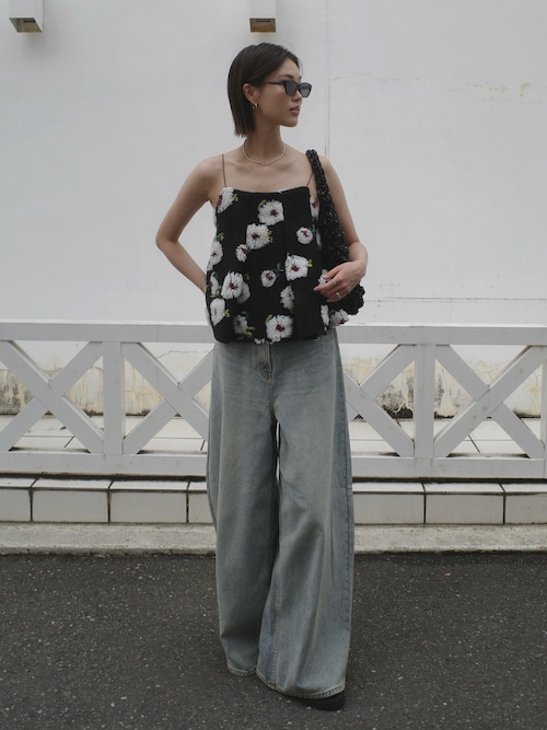 AKTE バギートップデニムパンツ バギートップデニムパンツ（デニム