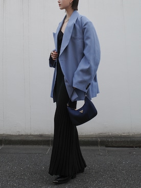 「アイテム（テーラードジャケット、ブルー系）」を使った、K A R E Nさん（レディース・167cm）の秋コーディネート