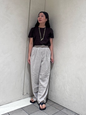 「シャーリング」｜「アイテム（Tシャツ/カットソー）」を使った、yuguさん（レディース・150cm）の夏コーディネート