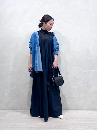 Rouge vif Annaルージュヴィフ 麻混スクエアネックワンピース Rouge vif Anna（ルージュヴィフアンナ）の「麻混スクエアネック