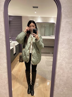 「スキニー」｜「アイテム（ノーカラージャケット）」を使った、RUIさん（レディース・165cm）の秋コーディネート