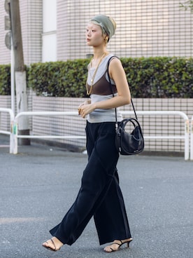 「GANNI（ガニー）のアイテム（ショルダーバッグ）」を使った、awoi.hさん（レディース・164cm）の夏コーディネート