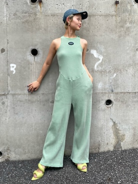 「アイテム（つなぎ/オールインワン、グリーン系）」を使った、awoi.hさん（レディース・164cm）の夏コーディネート