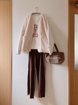 「リエディ」｜「アイテム（スウェット）」を使った、teey+さん（レディース・155cm）の秋コーディネート