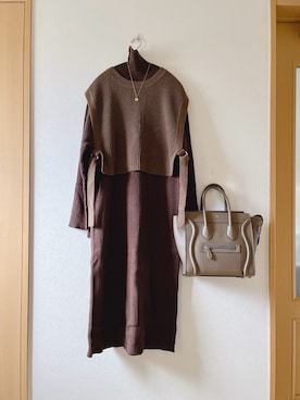 「CELINE」｜「アイテム（ワンピース/ドレス）」を使った、teey+さん（レディース・155cm）の冬コーディネート