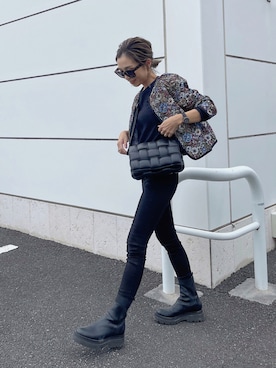 「ブーツイン」｜「アイテム（ノーカラージャケット）」を使った、Oo.hiro.oOさん（レディース・159cm）の秋コーディネート