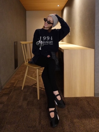 「SEA(シー)のGRAPHIC L/S TEE (SEAVALLEY NATIONAL PARK)(Tシャツ/カットソー)」を使った、Oo.hiro.oOさん(レディース・159cm)の秋コーディネート
