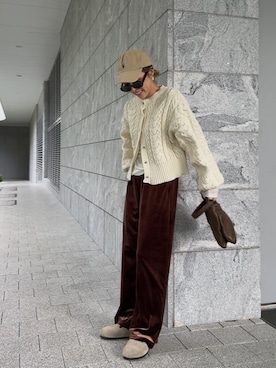 「ベロア」｜「アイテム（アクセサリー）」を使った、Oo.hiro.oOさん（レディース・159cm）の冬コーディネート