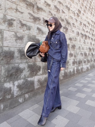 「anuke（アンヌーク）のBoa Flight Jacket（ライダースジャケット）」を使った、Oo.hiro.oOさん（レディース・159cm）の冬コーディネート