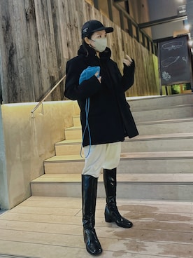 「PRADA（プラダ）のアイテム（帽子）」を使った、Oo.hiro.oOさん（レディース・159cm）の冬コーディネート
