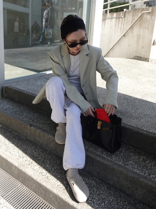 「anuke（アンヌーク）のEcoleather Tailored Jacket（テーラードジャケット）」を使った、Oo.hiro.oOさん（レディース・159cm）の春コーディネート