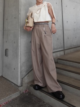 「TODAYFUL（トゥデイフル）のTODAYFUL　Smooth Short Tops スムースショートトップス/12410617（タンクトップ、ホワイト系）」を使った、Oo.hiro.oOさん（レディース・159cm）の夏コーディネート