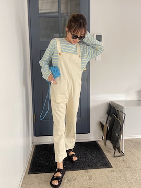 「アイテム（オールインワン・サロペット、ホワイト系）」を使った、Oo.hiro.oOさん（レディース・159cm）の春コーディネート