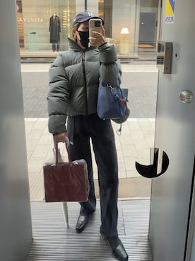 「アイテム（ダウンジャケット/コート）」を使った、Oo.hiro.oOさん（レディース・159cm）の春コーディネート