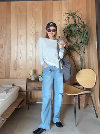 「MARW UNITED ARROWS（マルゥ ユナイテッドアローズ）の＜MARW UNITED ARROWS＞クラッシュ デニム パンツ（デニムパンツ）」を使った、Oo.hiro.oOさん（レディース・159cm）の春コーディネート