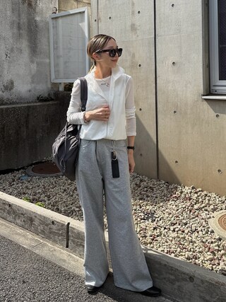 「HANNE(アン)のストレートジャージパンツ(その他パンツ)」を使った、Oo.hiro.oOさん(レディース・159cm)の春コーディネート