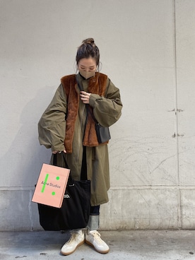 「WHIMSIC（ウィムジック）のアイテム（その他アウター）」を使った、Oo.hiro.oOさん（レディース・159cm）の冬コーディネート