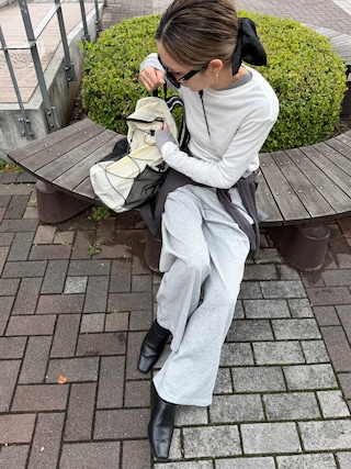 「HANNE(アン)のストレートジャージパンツ(その他パンツ)」を使った、Oo.hiro.oOさん(レディース・159cm)の夏コーディネート