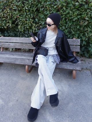 「LADYMADE(レディメイド)のフェイクレザー中綿ジャケット(ライダースジャケット)」を使った、Oo.hiro.oOさん(レディース・159cm)の冬コーディネート