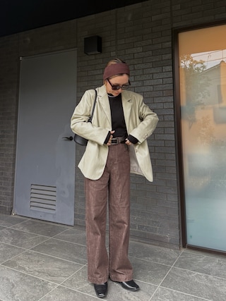 「anuke（アンヌーク）のEcoleather Tailored Jacket（テーラードジャケット）」を使った、Oo.hiro.oOさん（レディース・159cm）の春コーディネート