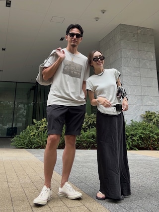 「BANANA REPUBLIC FACTORY STORE(バナナリパブリック ファクトリーストア)のBANANA REPUBLIC FACTORY STORE グラフィックプリントTシャツ(Tシャツ/カットソー)」を使った、Oo.hiro.oOさん(レディース・159cm)の秋コーディネート