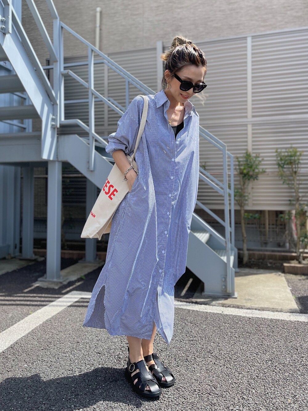 シャツワンピース（ピンク系）を使った「ロングスカート」の人気