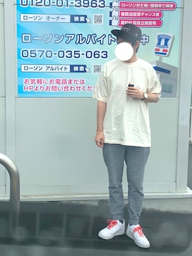 「Yohji Yamamoto（ヨウジヤマモト）のアイテム（キャップ）」を使った、マドンさんさん（メンズ・175cm）の夏コーディネート