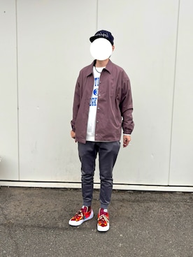 「アイテム（ノーカラージャケット）」を使った、マドンさんさん（メンズ・175cm）の冬コーディネート