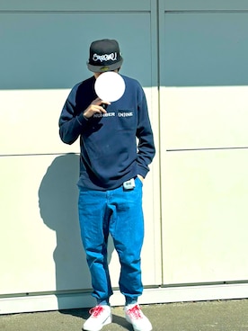 「Supreme （シュプリーム）のアイテム（帽子）」を使った、マドンさんさん（メンズ・175cm）の春コーディネート