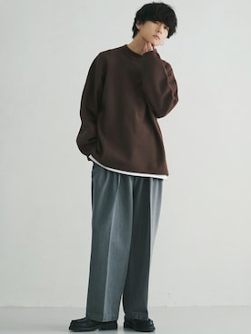 「アイテム（イヤーカフ、ホワイト系）」を使った、げんじさん（メンズ・175cm）の冬コーディネート