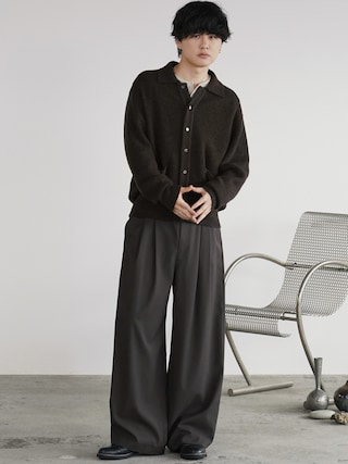 「WYM LIDNM（ウィム バイ リドム）のMOHAIR BLEND KNIT SHIRT CARDIGAN（ニット/セーター）」を使った、げんじさん（メンズ・175cm）の秋コーディネート
