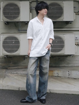 「アイテム（イヤリング）」を使った、げんじさん（メンズ・175cm）の夏コーディネート