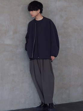 「LIDNM（リドム）のSILVER HOOP PIERCE（ピアス（片耳用））」を使った、げんじさん（メンズ・175cm）の春コーディネート