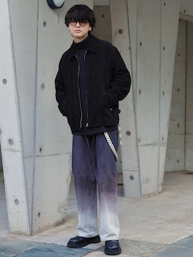 「LIDNM（リドム）のアイテム（ブルゾン）」を使った、げんじさん（メンズ・175cm）の冬コーディネート