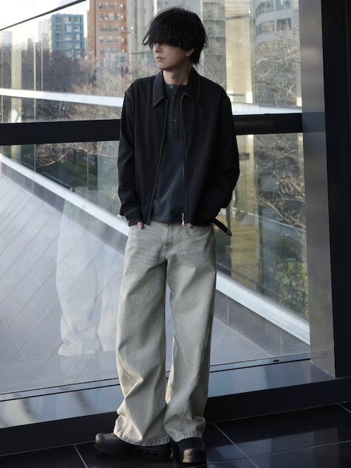 「WYM LIDNM（ウィム バイ リドム）のPIGMENT DYED HENLEY L/S TEE（Tシャツ/カットソー）」を使った、げんじさん（メンズ・175cm）の春コーディネート