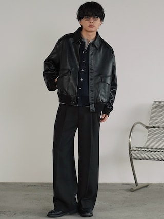 「WYM LIDNM(ウィム バイ リドム)のA-2 ARTIFICIAL GRAIN FLIGHT JACKET(ブルゾン)」を使った、げんじさん(メンズ・175cm)の秋コーディネート
