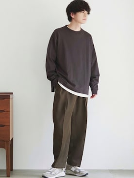 「アイテム（セットアップ、ブラウン系）」を使った、げんじさん（メンズ・175cm）の秋コーディネート