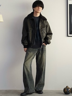 「アイテム（イヤリング）」を使った、げんじさん（メンズ・175cm）の秋コーディネート